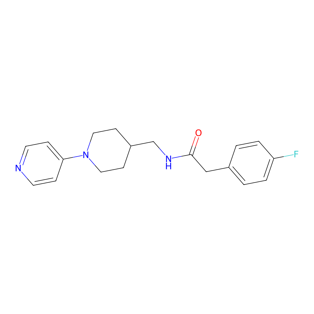 2-(4-fluorophenyl)-N-((1-(pyridin-4-yl)piperidin-4-yl)methyl)acetamide molecular structure, CAS 2034322-21-7