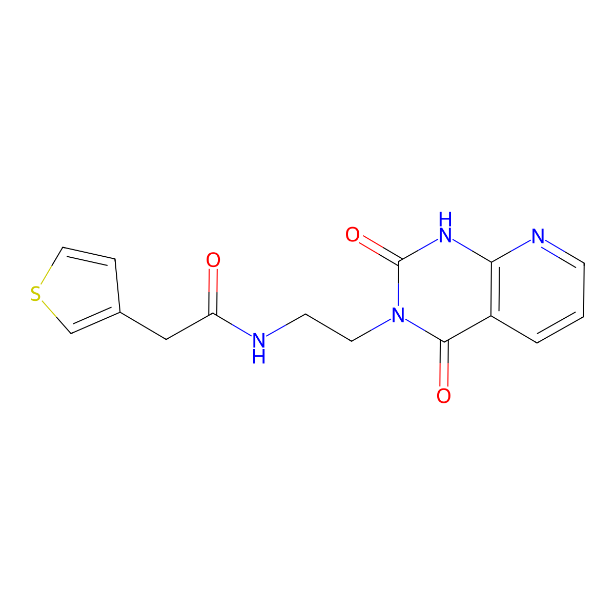 N-(2-(2,4-dioxo-1,2-dihydropyrido[2,3-d]pyrimidin-3(4H)-yl)ethyl)-2-(thiophen-3-yl)acetamide molecular structure, CAS 2034322-25-1