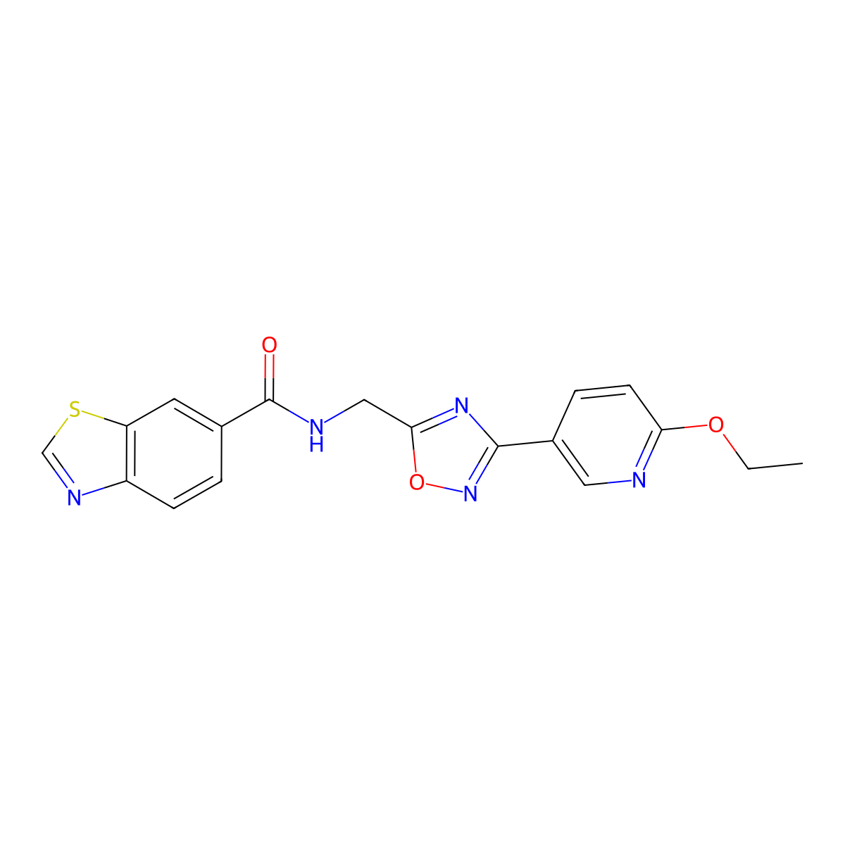 N-((3-(6-ethoxypyridin-3-yl)-1,2,4-oxadiazol-5-yl)methyl)benzo[d]thiazole-6-carboxamide molecular structure, CAS 2034322-28-4