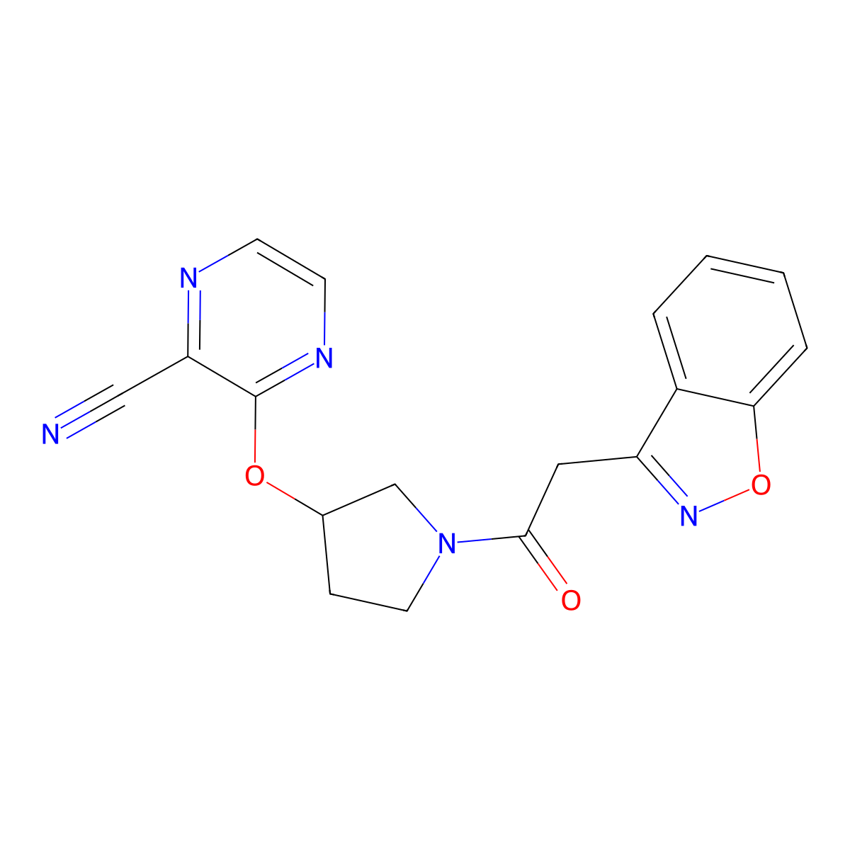 3-((1-(2-(Benzo[d]isoxazol-3-yl)acetyl)pyrrolidin-3-yl)oxy)pyrazine-2-carbonitrile molecular structure, CAS 2034322-36-4
