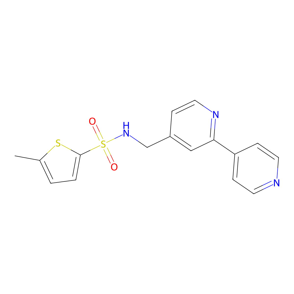 N-({[2,4'-bipyridine]-4-yl}methyl)-5-methylthiophene-2-sulfonamide molecular structure, CAS 2034322-39-7