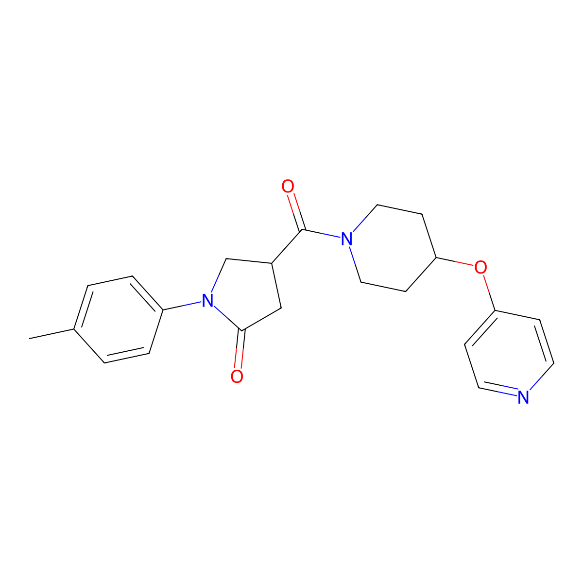 4-(4-(Pyridin-4-yloxy)piperidine-1-carbonyl)-1-(p-tolyl)pyrrolidin-2-one molecular structure, CAS 2034322-42-2