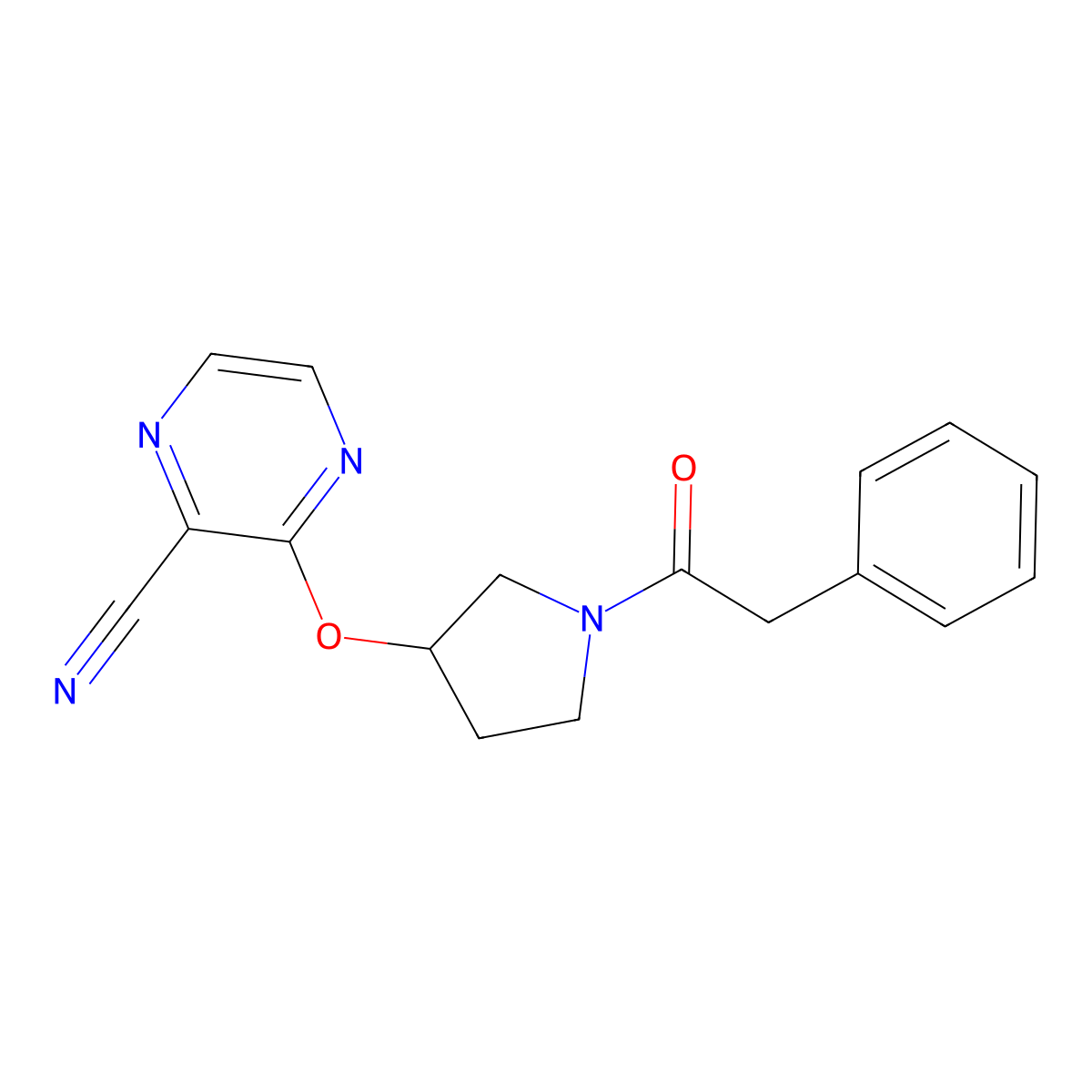 3-((1-(2-Phenylacetyl)pyrrolidin-3-yl)oxy)pyrazine-2-carbonitrile molecular structure, CAS 2034322-45-5