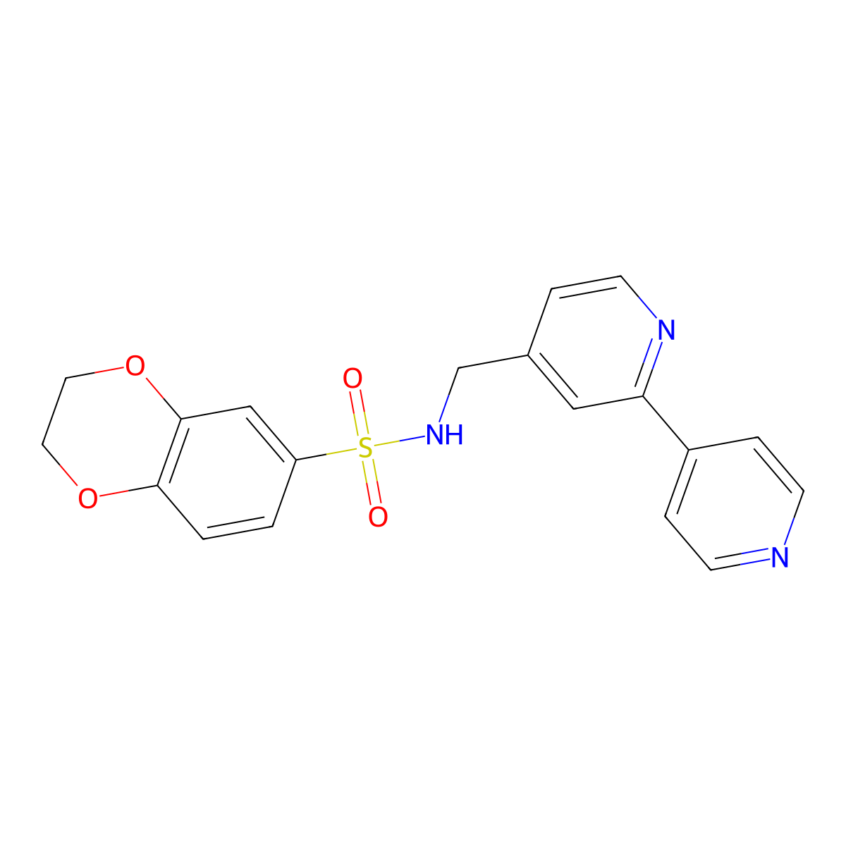 N-({[2,4'-bipyridine]-4-yl}methyl)-2,3-dihydro-1,4-benzodioxine-6-sulfonamide molecular structure, CAS 2034322-47-7