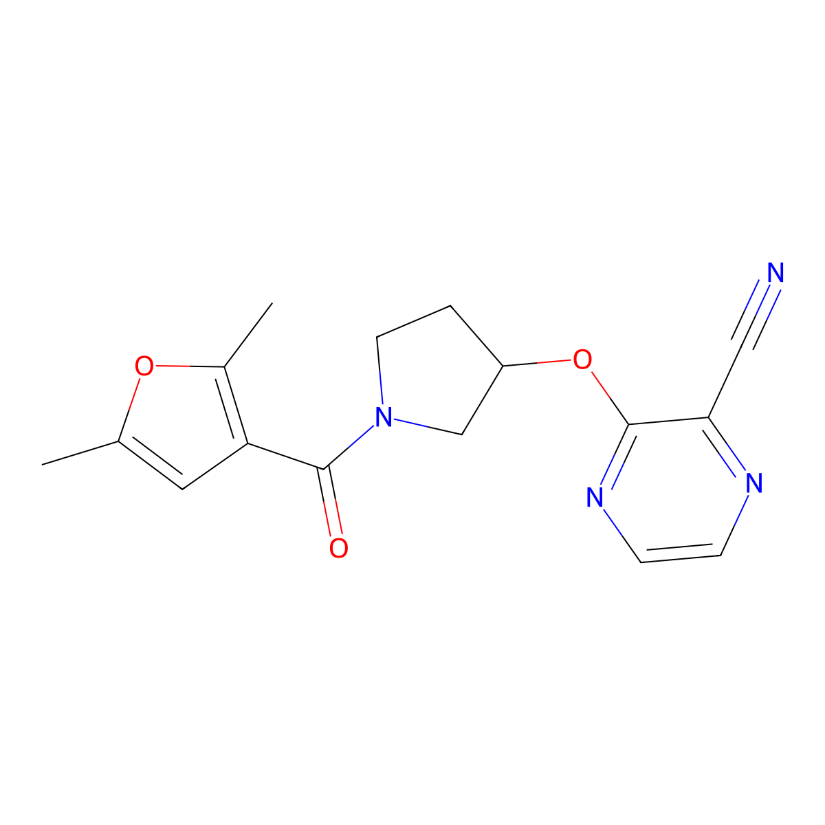 3-{[1-(2,5-Dimethylfuran-3-carbonyl)pyrrolidin-3-yl]oxy}pyrazine-2-carbonitrile molecular structure, CAS 2034322-52-4