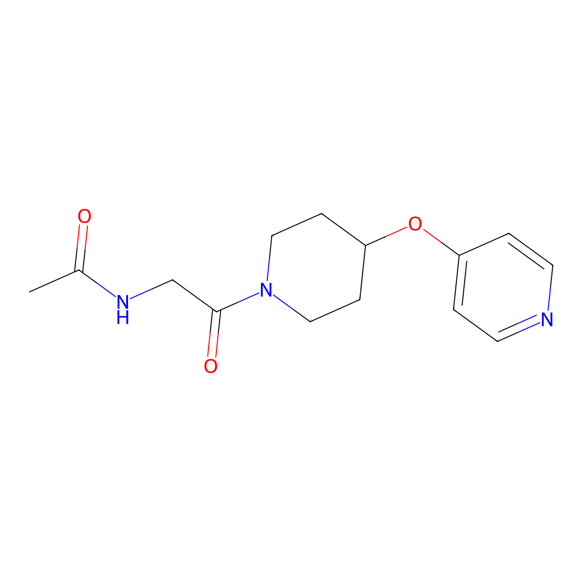 N-(2-oxo-2-(4-(pyridin-4-yloxy)piperidin-1-yl)ethyl)acetamide molecular structure, CAS 2034322-57-9
