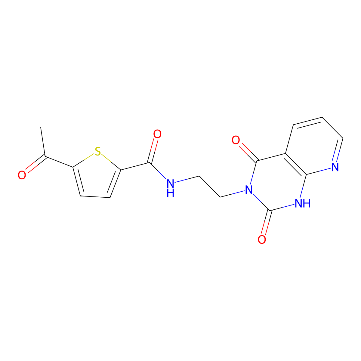 5-acetyl-N-(2-(2,4-dioxo-1,2-dihydropyrido[2,3-d]pyrimidin-3(4H)-yl)ethyl)thiophene-2-carboxamide molecular structure, CAS 2034322-59-1