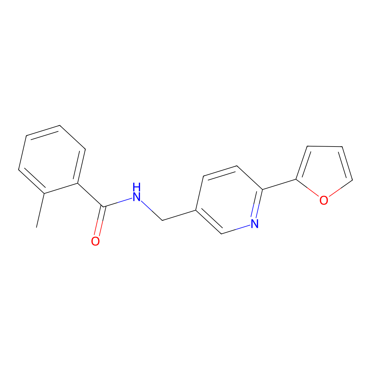 N-((6-(furan-2-yl)pyridin-3-yl)methyl)-2-methylbenzamide molecular structure, CAS 2034322-69-3