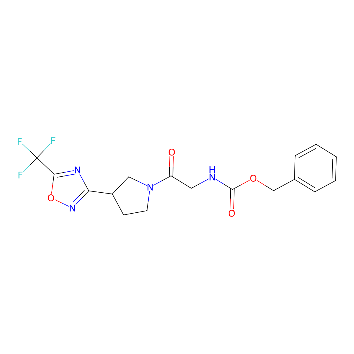 Benzyl (2-oxo-2-(3-(5-(trifluoromethyl)-1,2,4-oxadiazol-3-yl)pyrrolidin-1-yl)ethyl)carbamate molecular structure, CAS 2034322-72-8