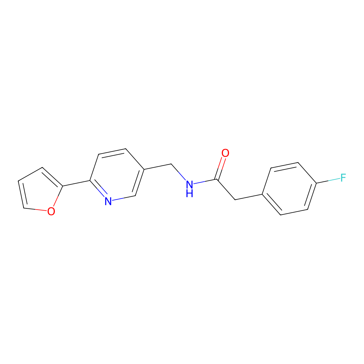 2-(4-fluorophenyl)-N-{[6-(furan-2-yl)pyridin-3-yl]methyl}acetamide molecular structure, CAS 2034322-77-3