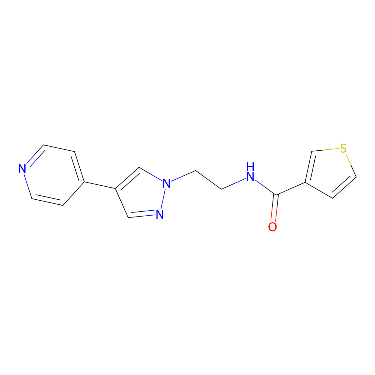 N-{2-[4-(pyridin-4-yl)-1H-pyrazol-1-yl]ethyl}thiophene-3-carboxamide molecular structure, CAS 2034322-89-7