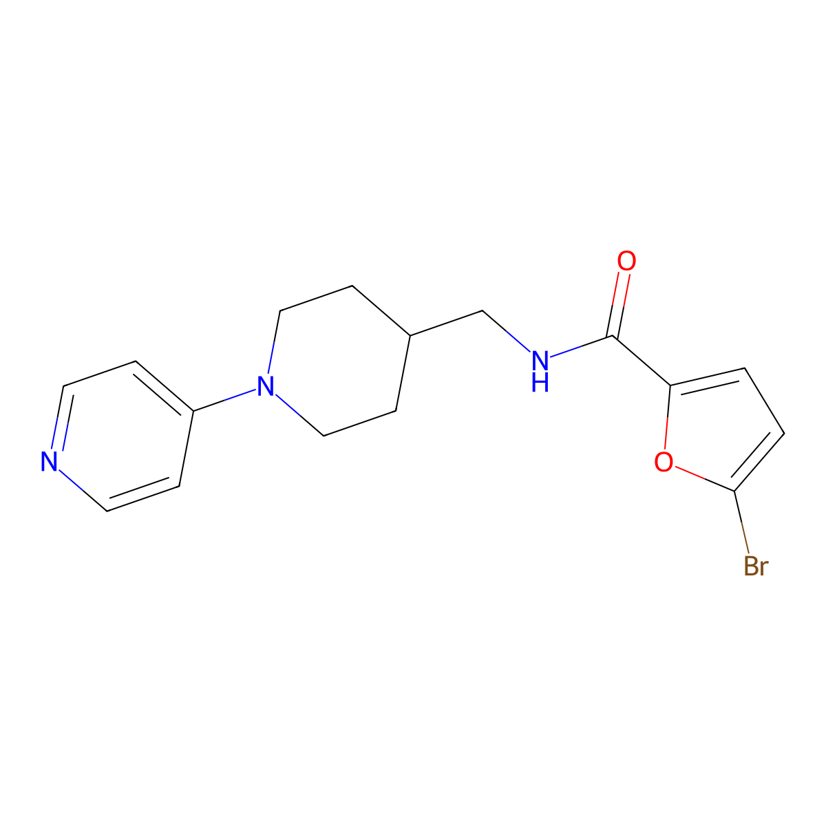 5-bromo-N-((1-(pyridin-4-yl)piperidin-4-yl)methyl)furan-2-carboxamide molecular structure, CAS 2034322-90-0