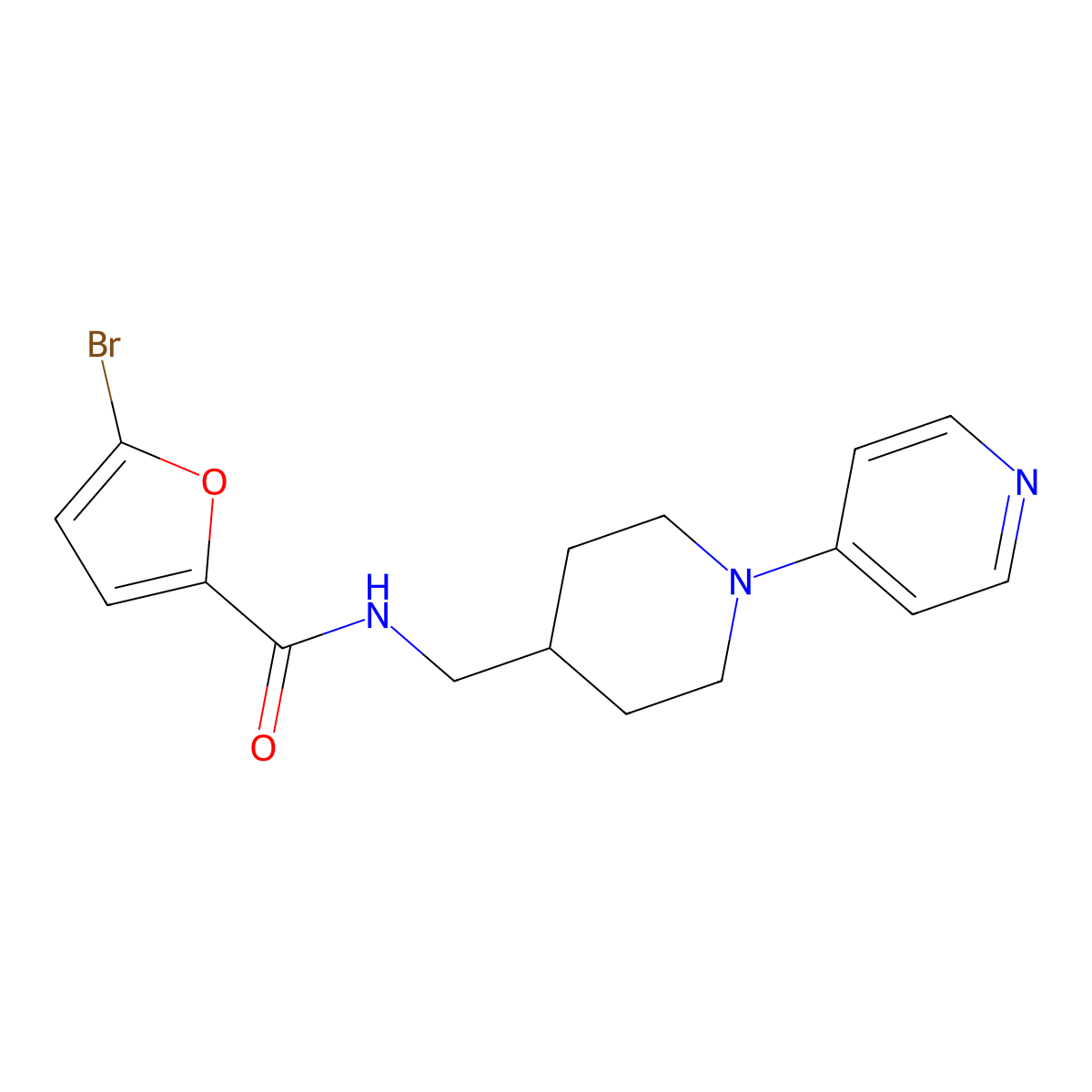 5-bromo-N-((1-(pyridin-4-yl)piperidin-4-yl)methyl)furan-2-carboxamide molecular structure, CAS 2034322-90-0