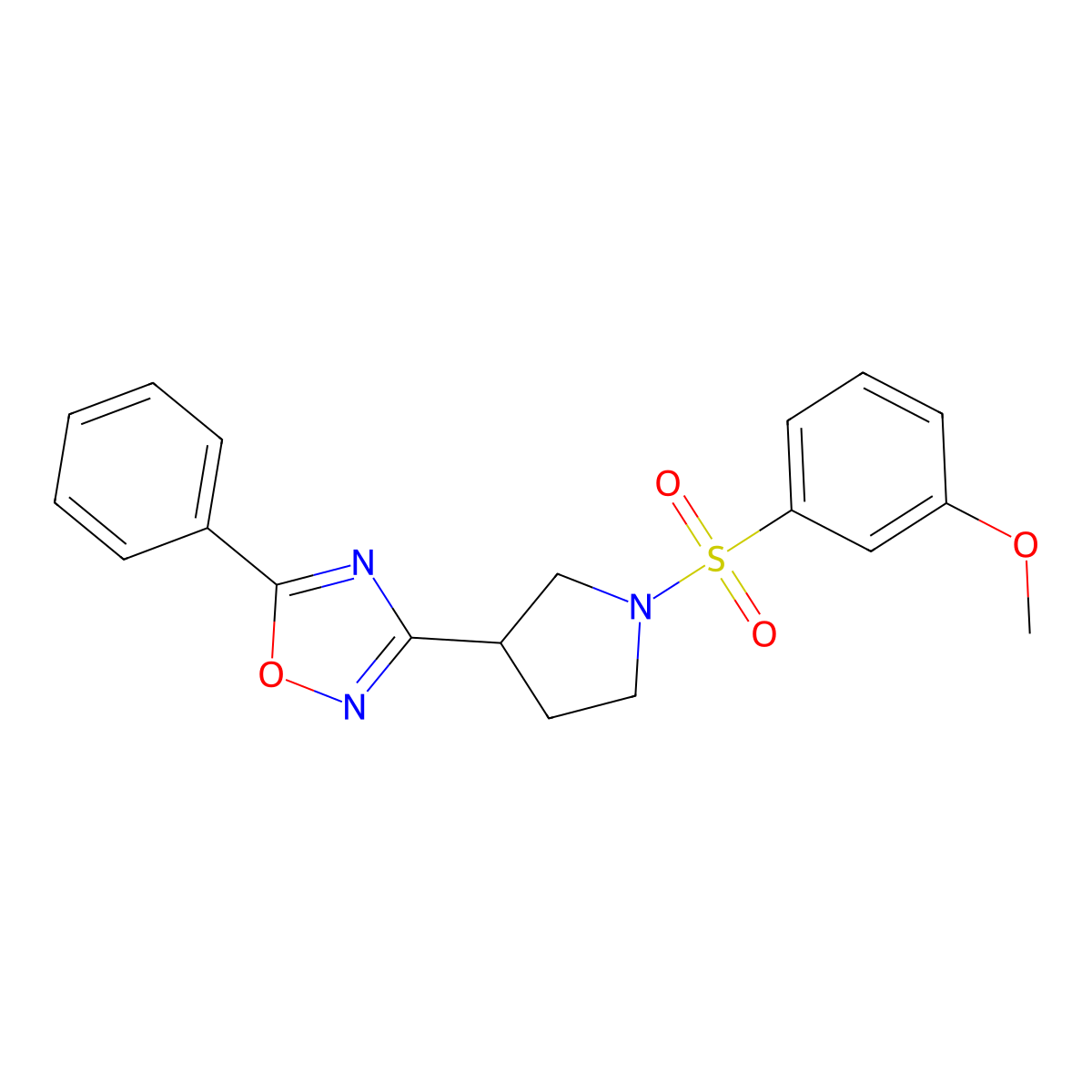 3-(1-((3-Methoxyphenyl)sulfonyl)pyrrolidin-3-yl)-5-phenyl-1,2,4-oxadiazole molecular structure, CAS 2034322-94-4