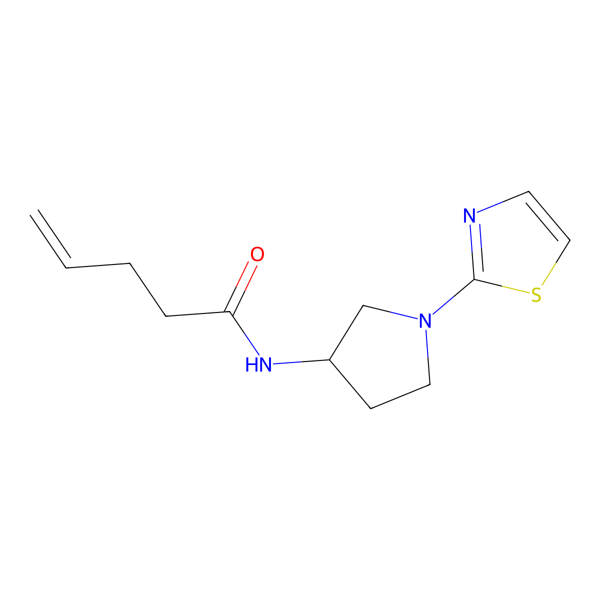 N-(1-(thiazol-2-yl)pyrrolidin-3-yl)pent-4-enamide molecular structure, CAS 2034322-96-6