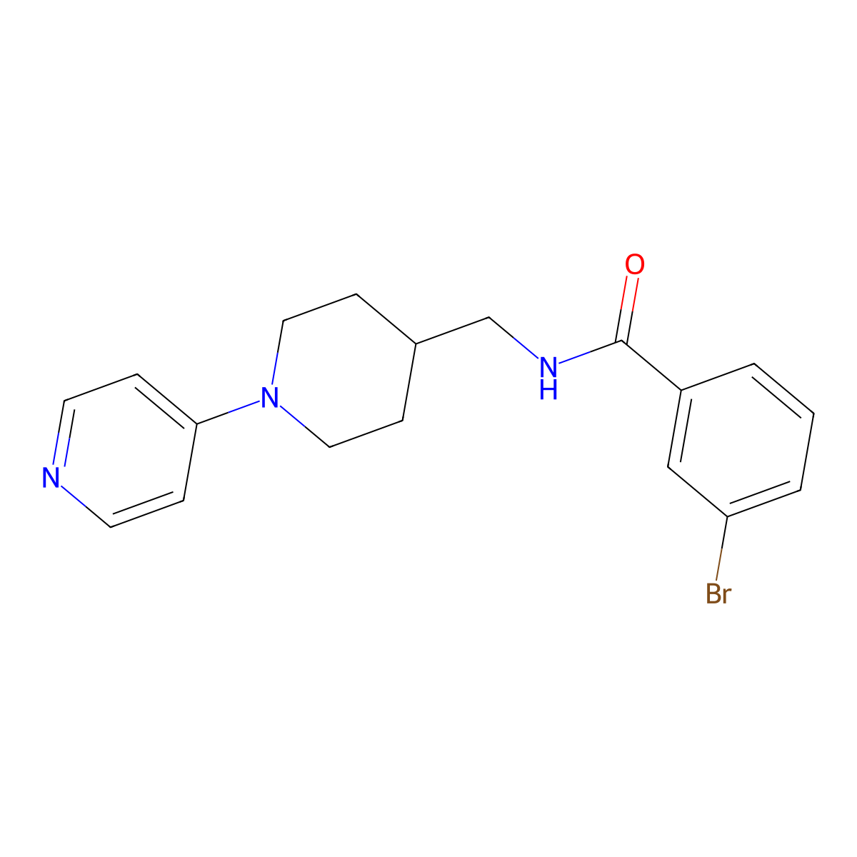 3-bromo-N-((1-(pyridin-4-yl)piperidin-4-yl)methyl)benzamide molecular structure, CAS 2034322-98-8