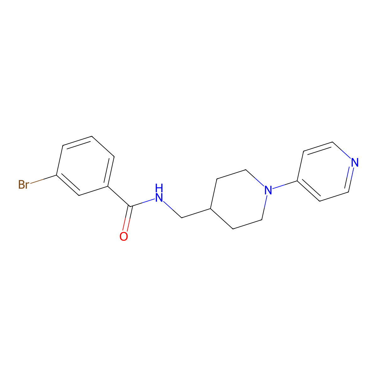 3-bromo-N-((1-(pyridin-4-yl)piperidin-4-yl)methyl)benzamide molecular structure, CAS 2034322-98-8