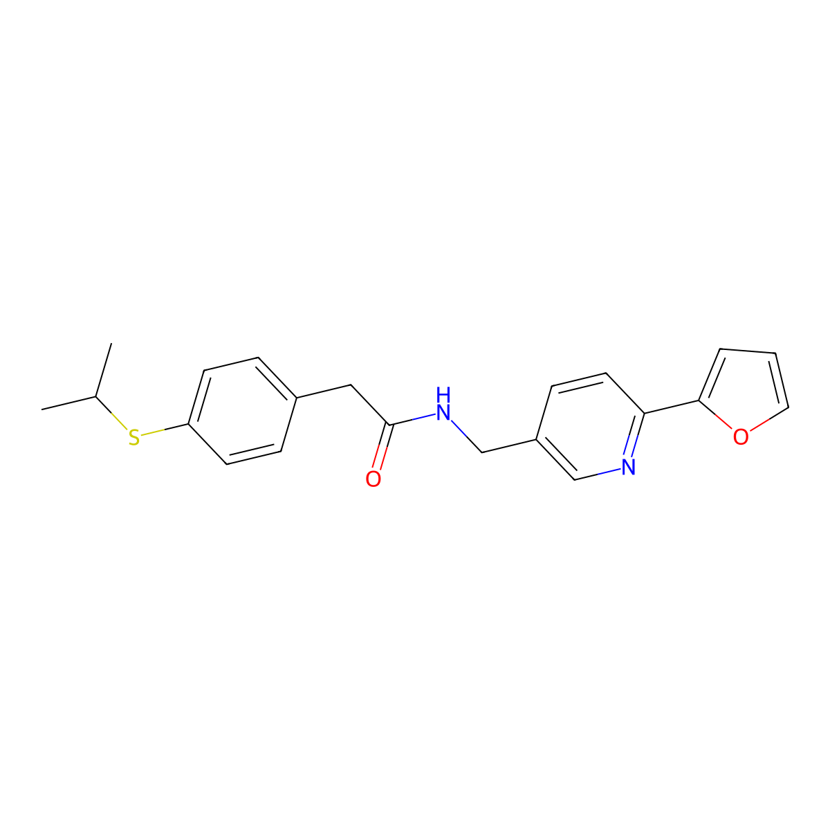 N-((6-(furan-2-yl)pyridin-3-yl)methyl)-2-(4-(isopropylthio)phenyl)acetamide molecular structure, CAS 2034323-01-6