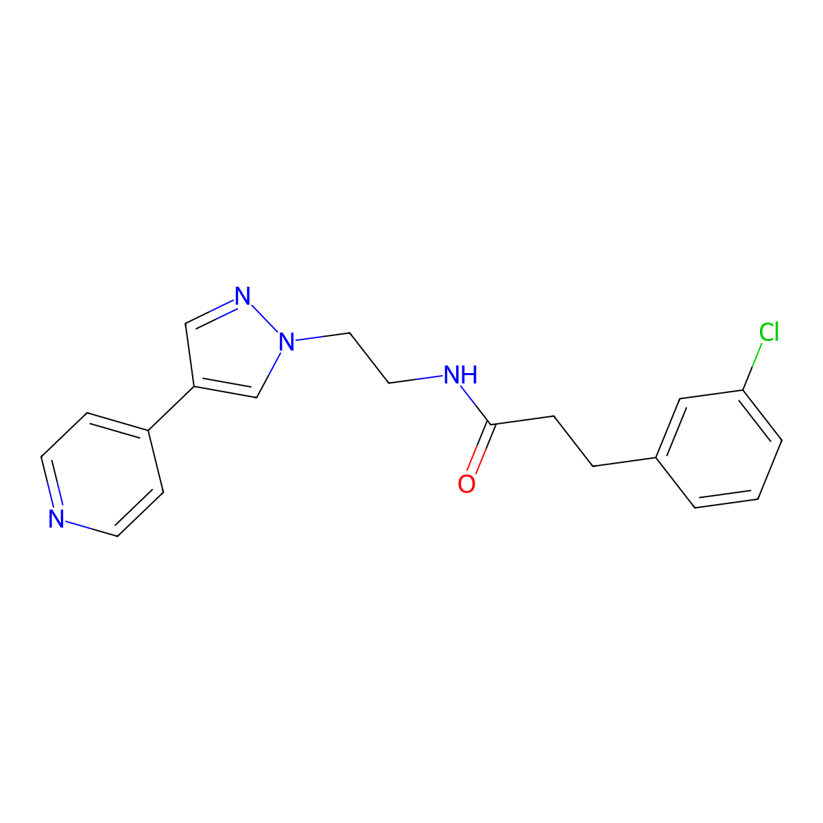 3-(3-chlorophenyl)-N-{2-[4-(pyridin-4-yl)-1H-pyrazol-1-yl]ethyl}propanamide molecular structure, CAS 2034323-03-8