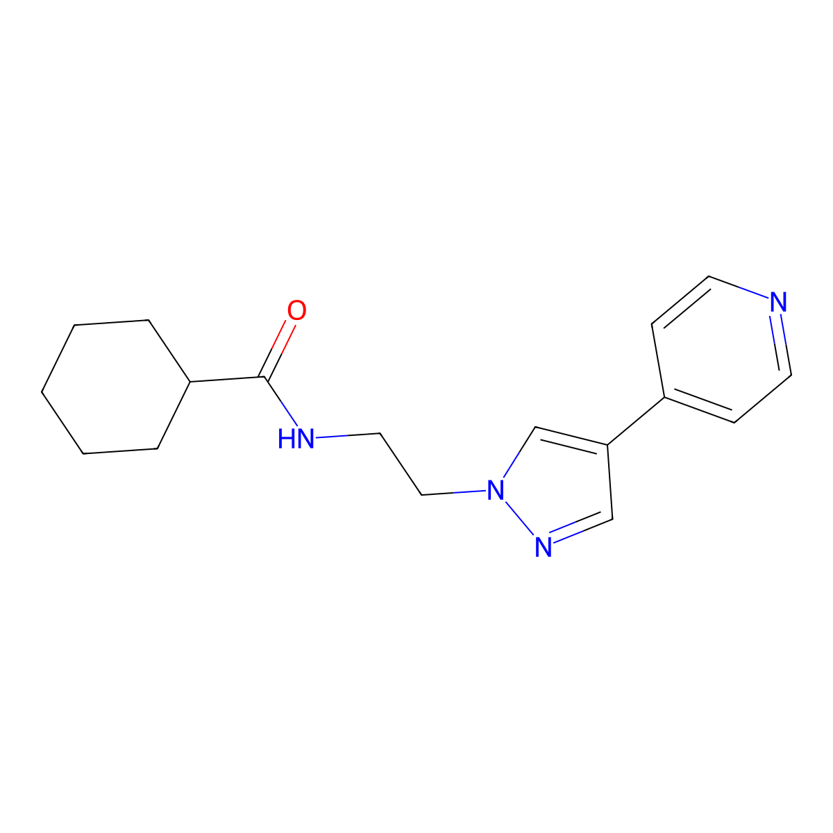 N-{2-[4-(pyridin-4-yl)-1H-pyrazol-1-yl]ethyl}cyclohexanecarboxamide molecular structure, CAS 2034323-06-1
