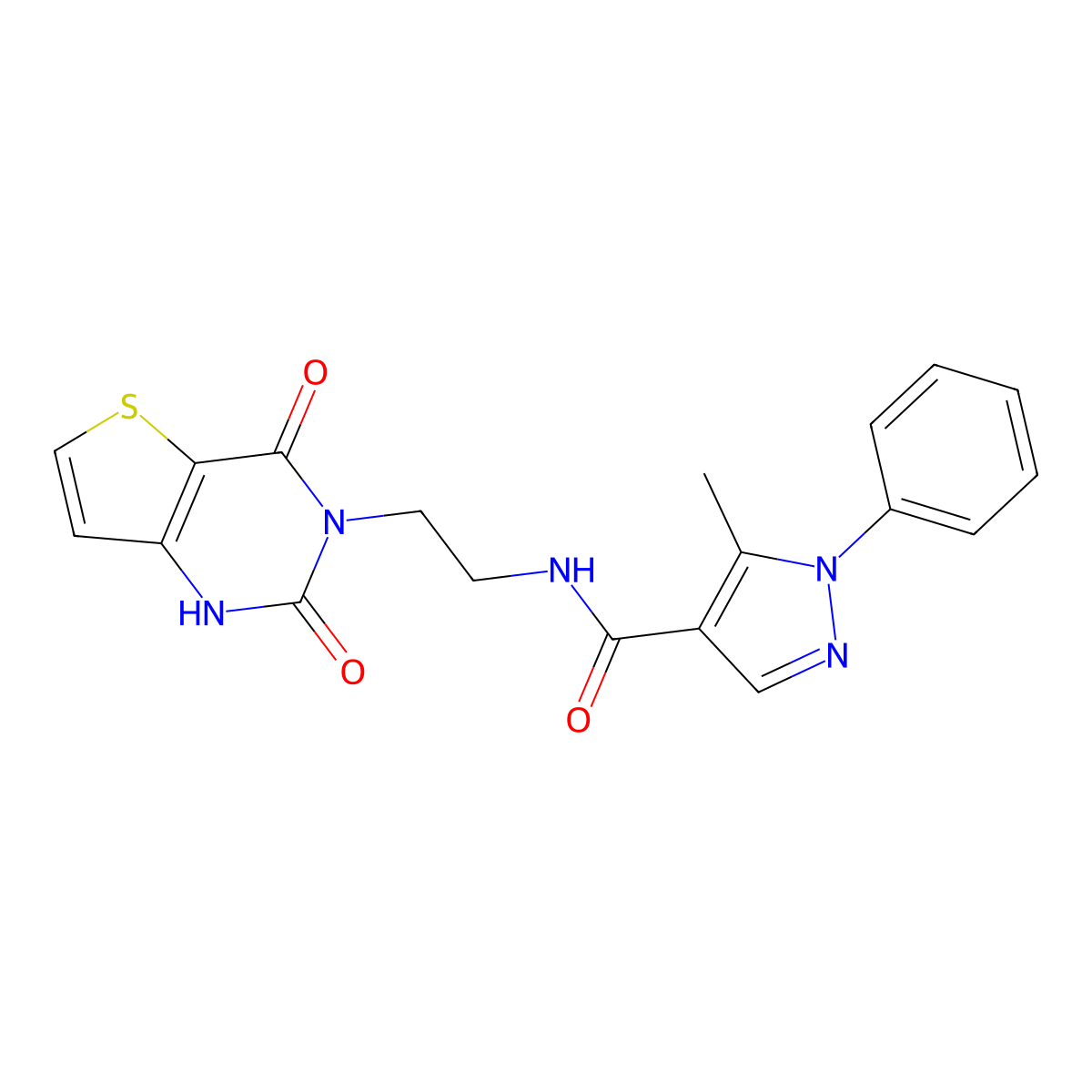 N-(2-(2,4-dioxo-1,2-dihydrothieno[3,2-d]pyrimidin-3(4H)-yl)ethyl)-5-methyl-1-phenyl-1H-pyrazole-4-carboxamide molecular structure, CAS 2034323-07-2