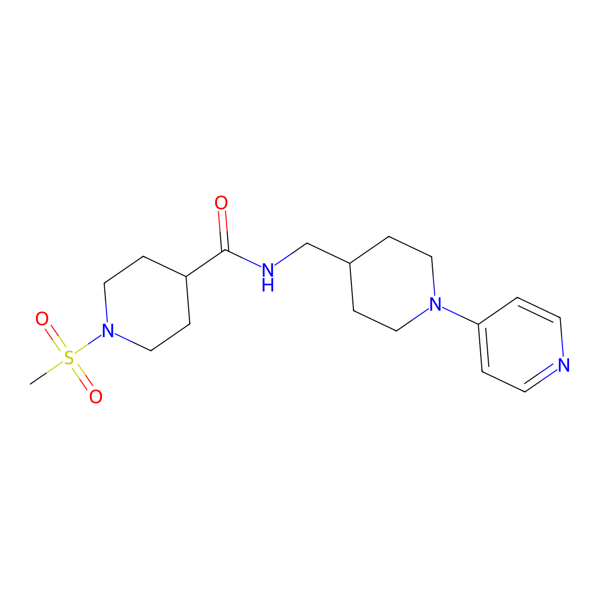 1-(methylsulfonyl)-N-((1-(pyridin-4-yl)piperidin-4-yl)methyl)piperidine-4-carboxamide molecular structure, CAS 2034323-09-4