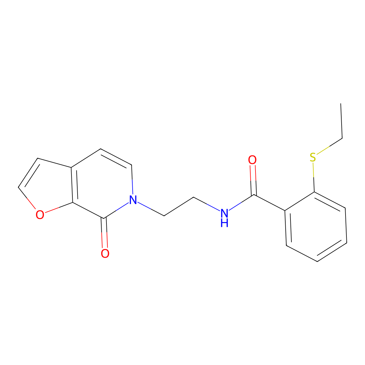 2-(ethylthio)-N-(2-(7-oxofuro[2,3-c]pyridin-6(7H)-yl)ethyl)benzamide molecular structure, CAS 2034323-11-8