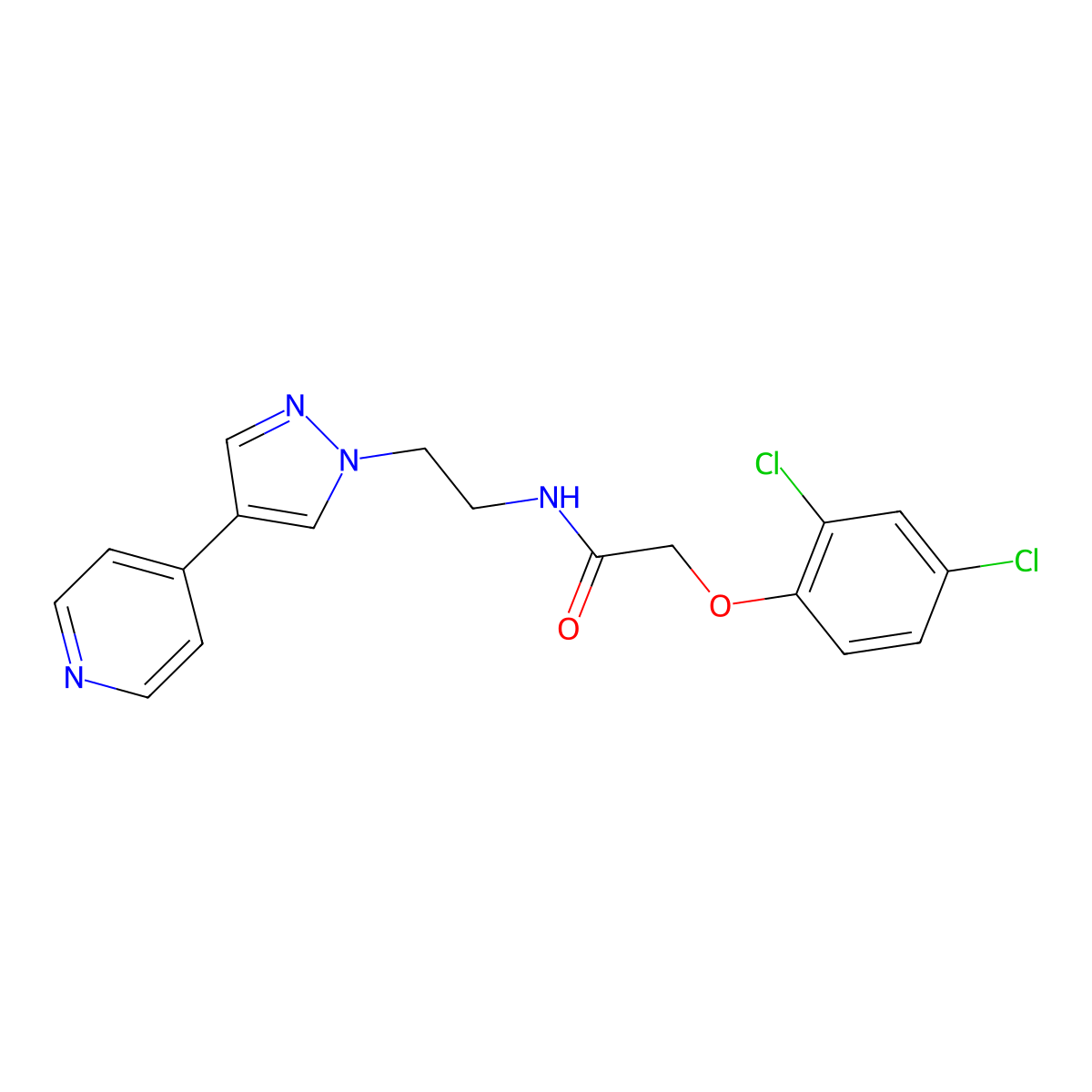 2-(2,4-dichlorophenoxy)-N-{2-[4-(pyridin-4-yl)-1H-pyrazol-1-yl]ethyl}acetamide molecular structure, CAS 2034323-14-1