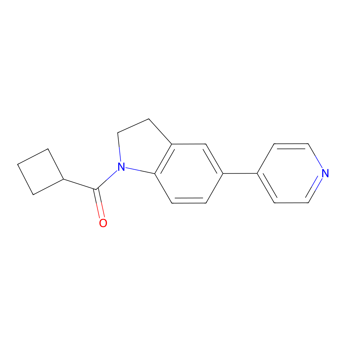 Cyclobutyl(5-(pyridin-4-yl)indolin-1-yl)methanone molecular structure, CAS 2034323-17-4