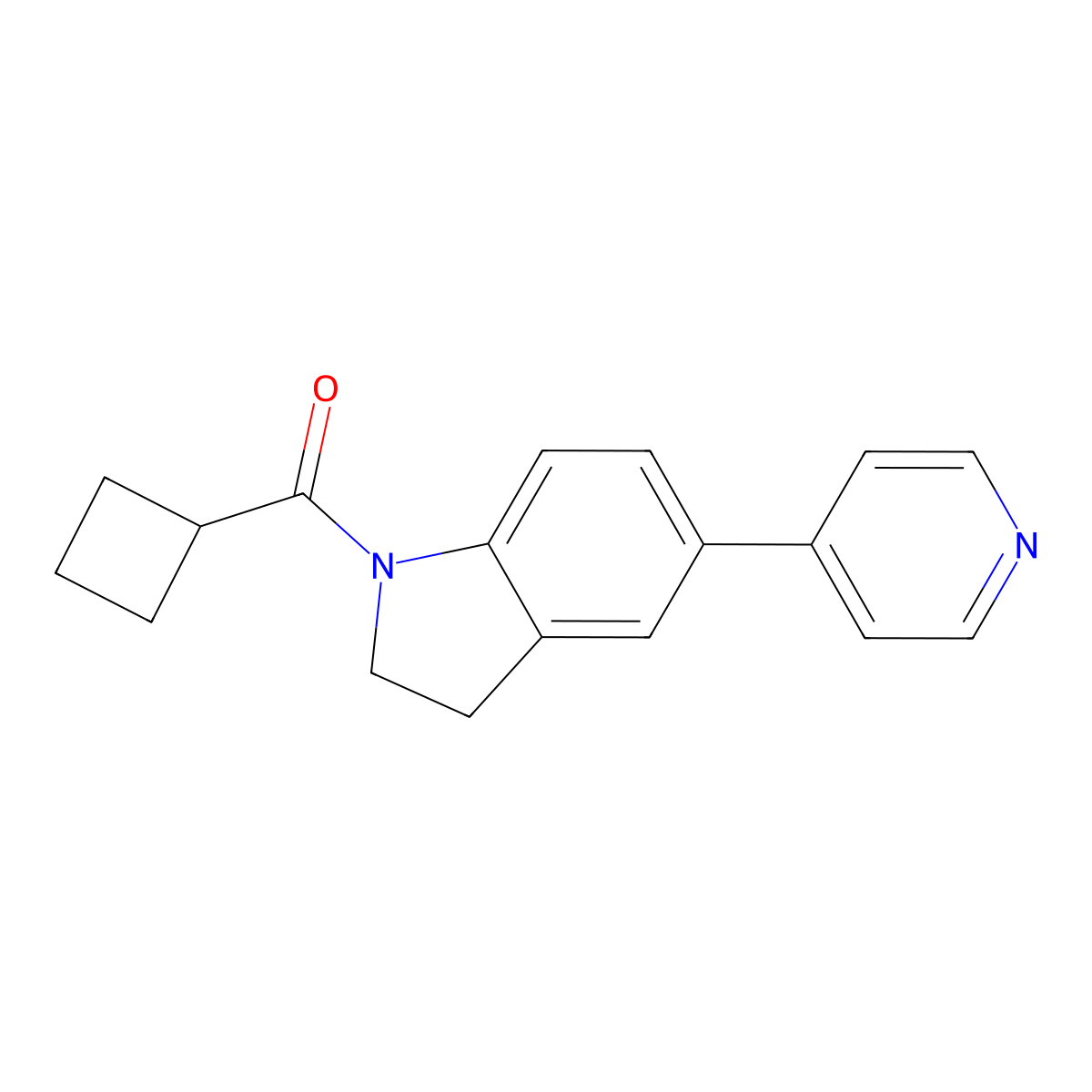 Cyclobutyl(5-(pyridin-4-yl)indolin-1-yl)methanone molecular structure, CAS 2034323-17-4