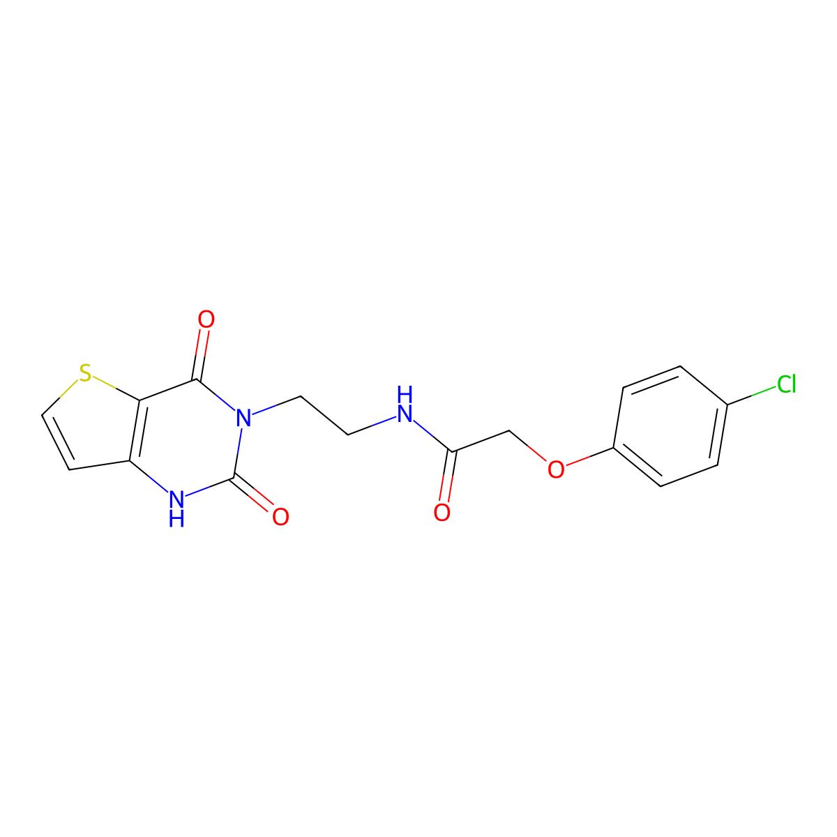2-(4-chlorophenoxy)-N-(2-(2,4-dioxo-1,2-dihydrothieno[3,2-d]pyrimidin-3(4H)-yl)ethyl)acetamide molecular structure, CAS 2034323-23-2