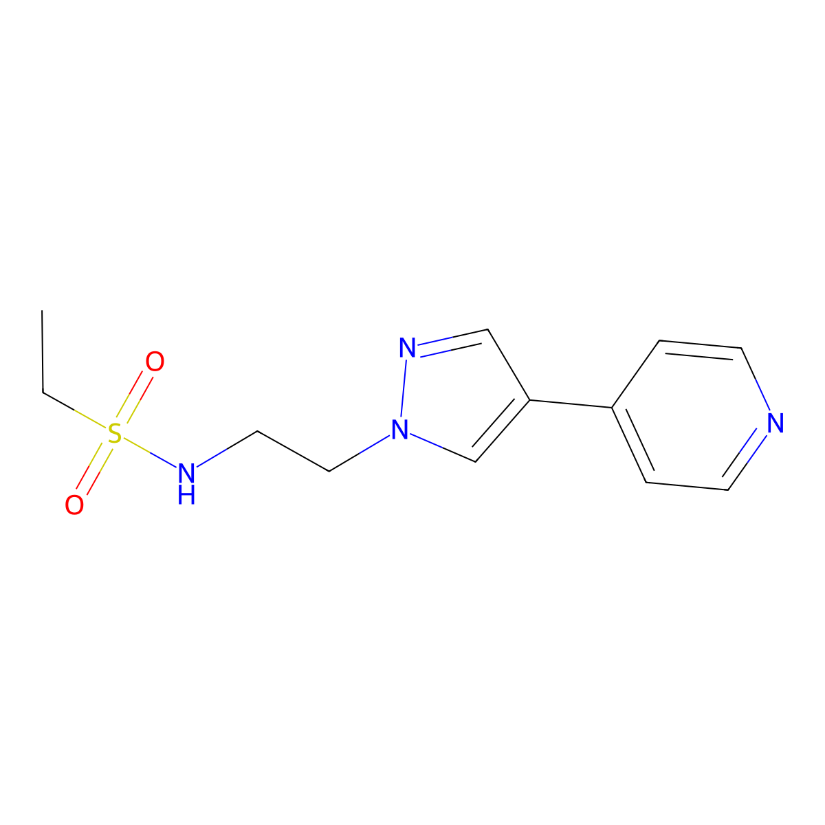 N-{2-[4-(pyridin-4-yl)-1H-pyrazol-1-yl]ethyl}ethane-1-sulfonamide molecular structure, CAS 2034323-25-4