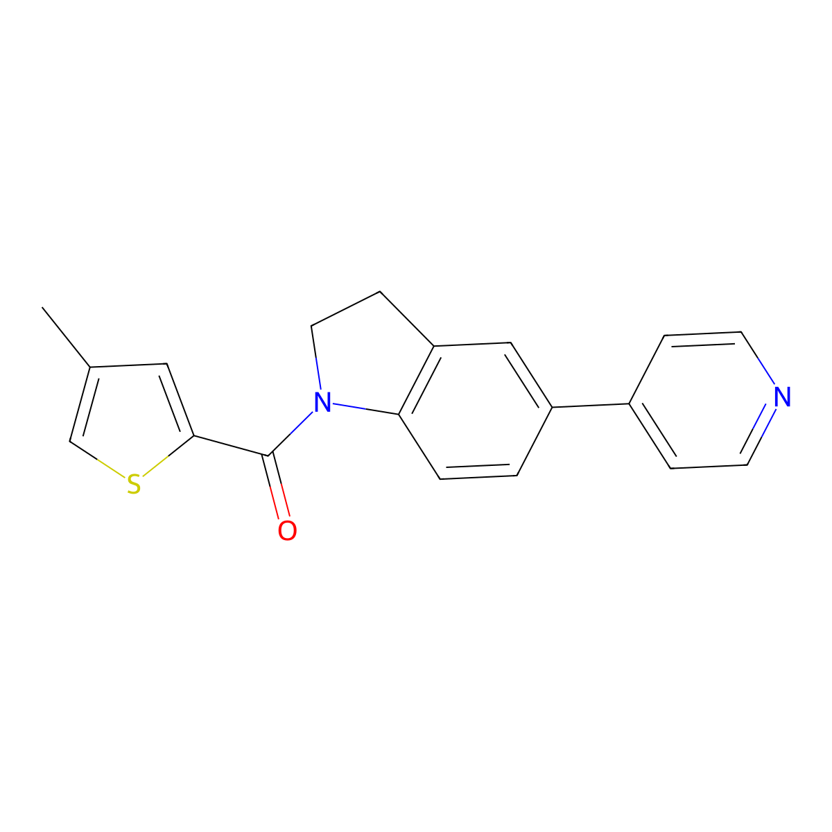(4-Methylthiophen-2-yl)(5-(pyridin-4-yl)indolin-1-yl)methanone molecular structure, CAS 2034323-27-6