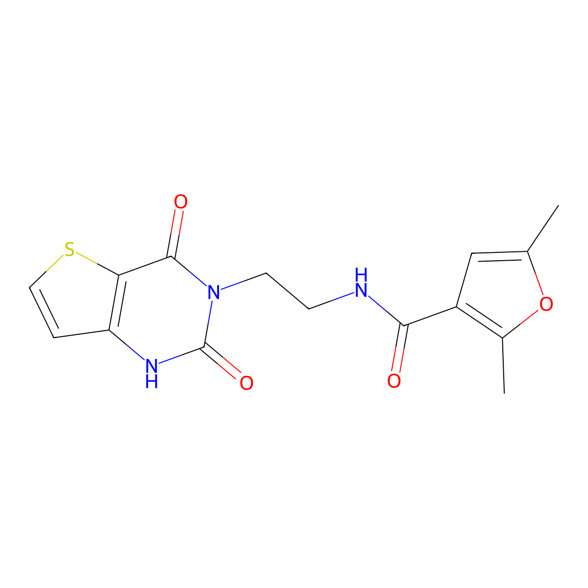 N-(2-(2,4-dioxo-1,2-dihydrothieno[3,2-d]pyrimidin-3(4H)-yl)ethyl)-2,5-dimethylfuran-3-carboxamide molecular structure, CAS 2034323-31-2