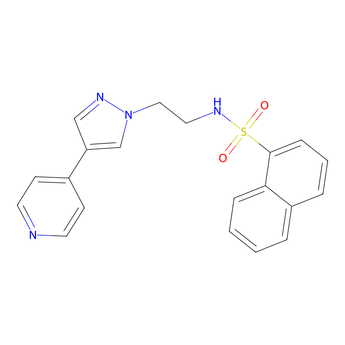 N-{2-[4-(pyridin-4-yl)-1H-pyrazol-1-yl]ethyl}naphthalene-1-sulfonamide molecular structure, CAS 2034323-33-4