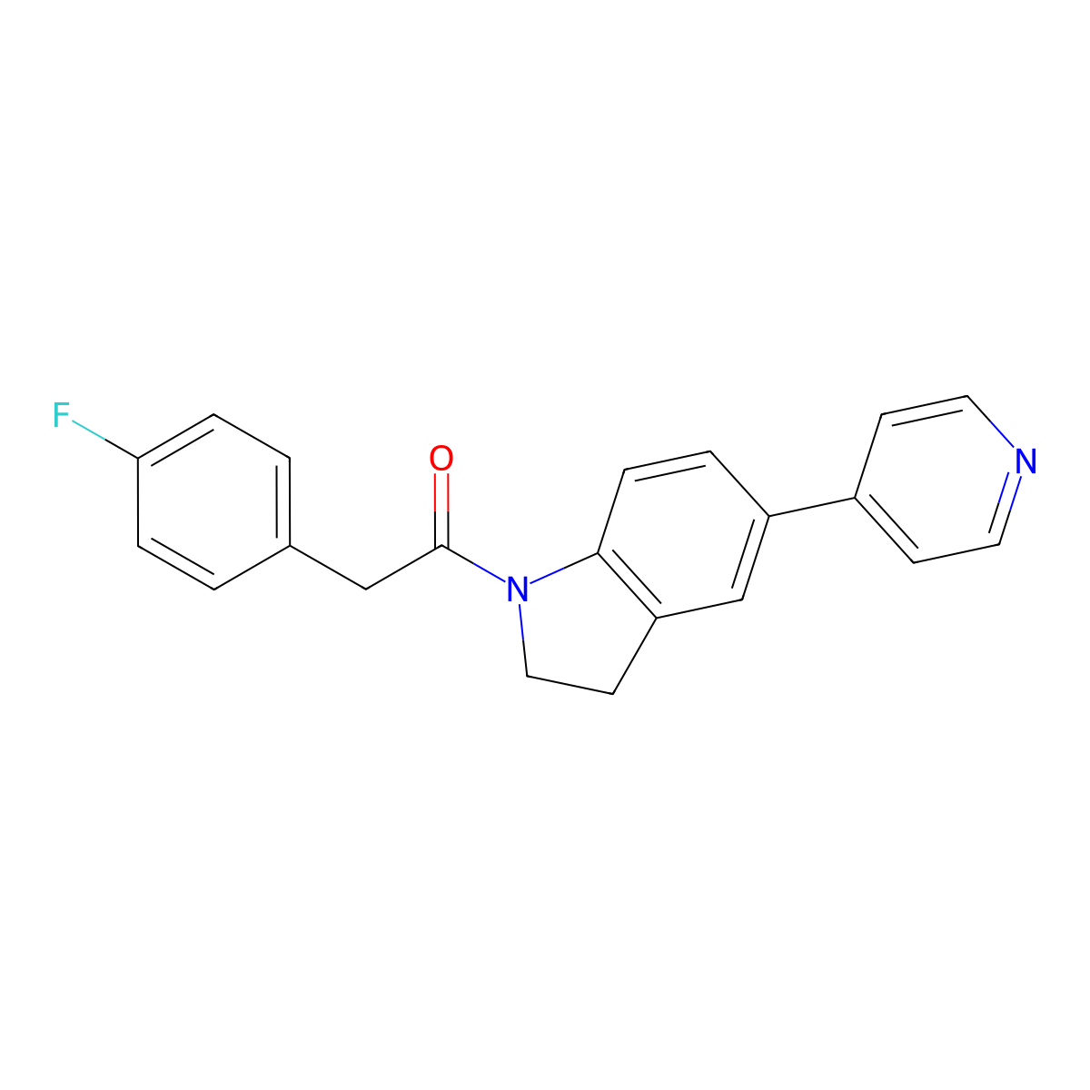 2-(4-Fluorophenyl)-1-(5-(pyridin-4-yl)indolin-1-yl)ethanone molecular structure, CAS 2034323-34-5