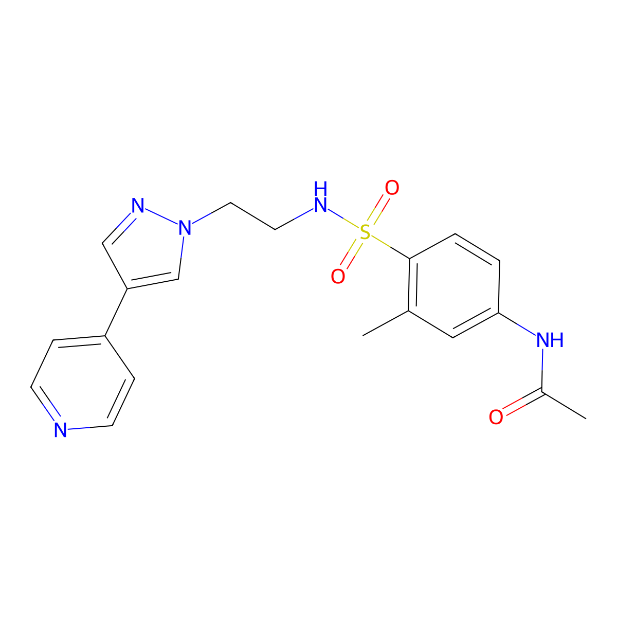 N-[3-methyl-4-({2-[4-(pyridin-4-yl)-1H-pyrazol-1-yl]ethyl}sulfamoyl)phenyl]acetamide molecular structure, CAS 2034323-41-4