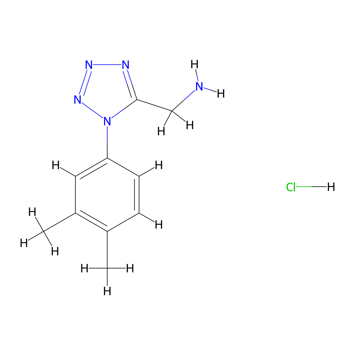 (1-(3,4-dimethylphenyl)-1H-tetrazol-5-yl)methanamine hydrochloride molecular structure, CAS 2034323-44-7