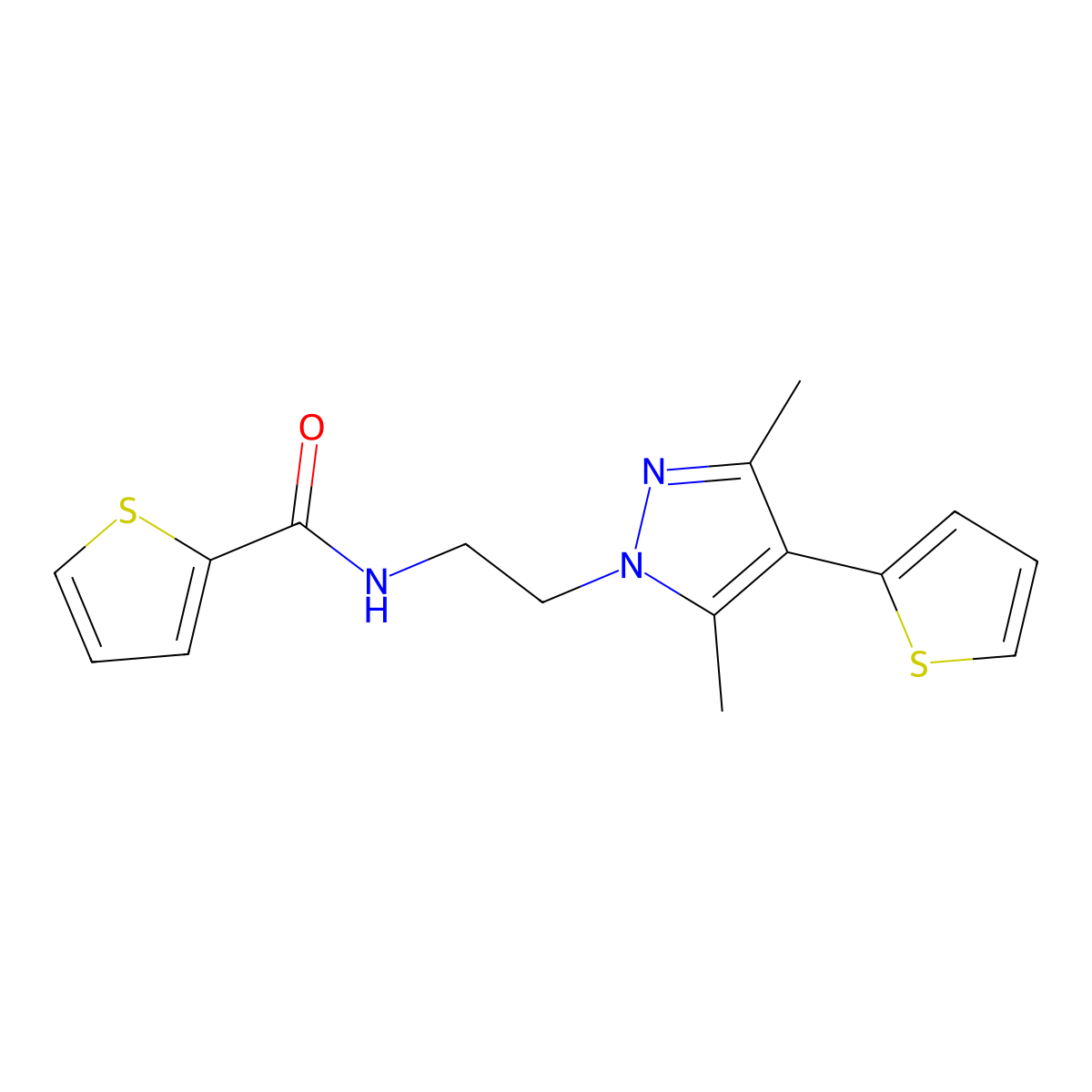 N-(2-(3,5-dimethyl-4-(thiophen-2-yl)-1H-pyrazol-1-yl)ethyl)thiophene-2-carboxamide molecular structure, CAS 2034323-47-0