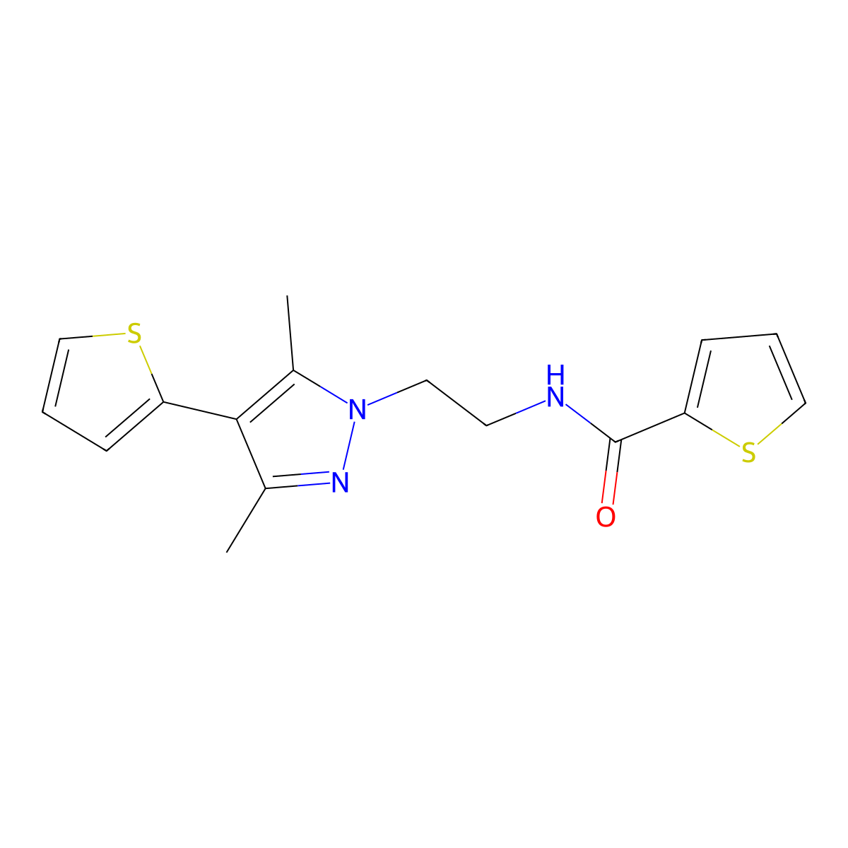 N-(2-(3,5-dimethyl-4-(thiophen-2-yl)-1H-pyrazol-1-yl)ethyl)thiophene-2-carboxamide molecular structure, CAS 2034323-47-0