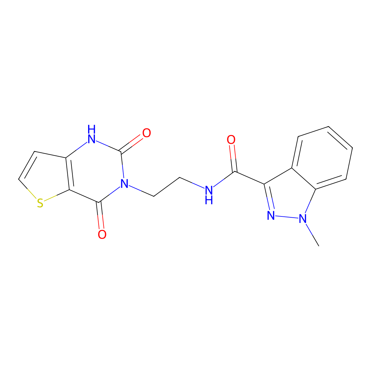 N-(2-(2,4-dioxo-1,2-dihydrothieno[3,2-d]pyrimidin-3(4H)-yl)ethyl)-1-methyl-1H-indazole-3-carboxamide molecular structure, CAS 2034323-56-1