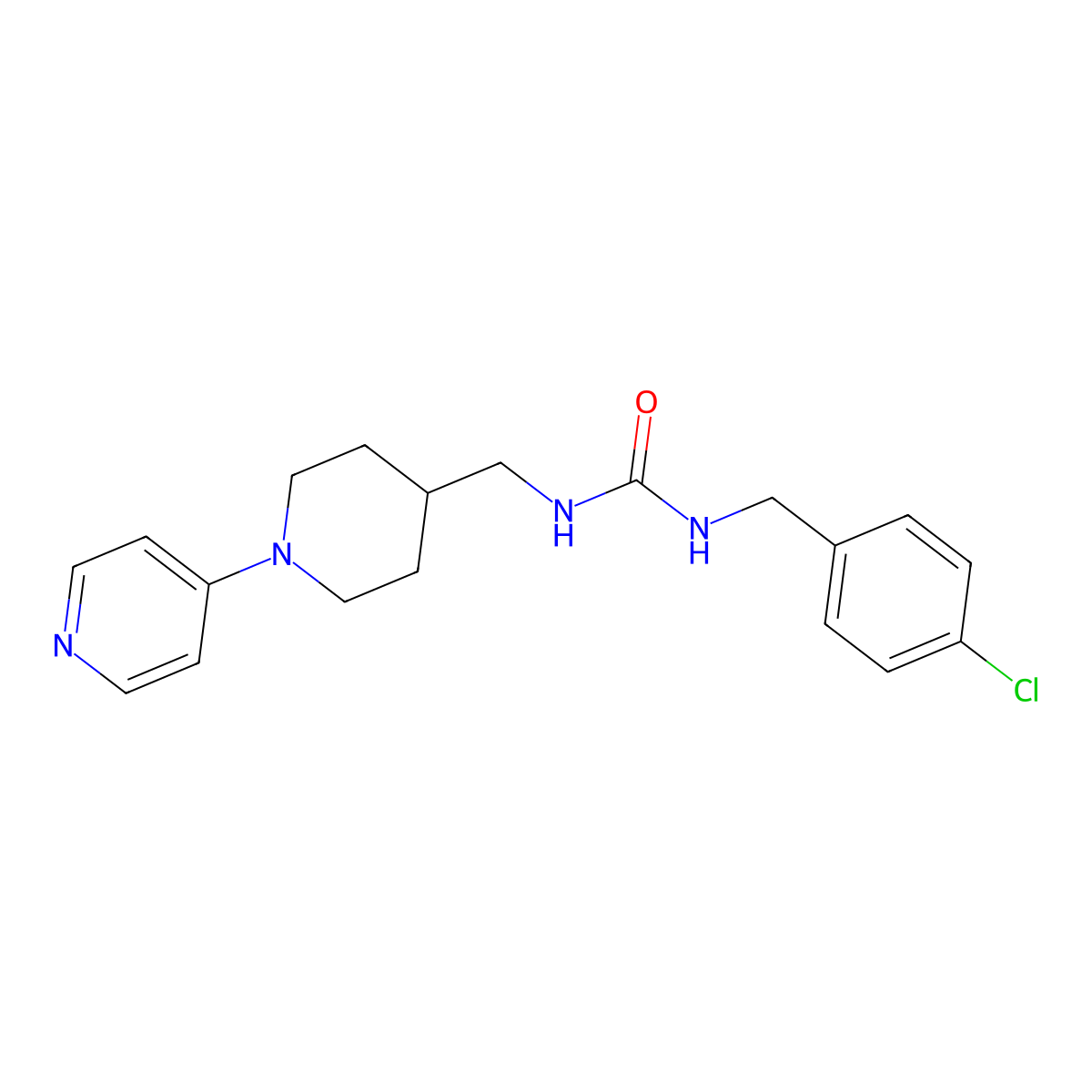 1-(4-Chlorobenzyl)-3-((1-(pyridin-4-yl)piperidin-4-yl)methyl)urea molecular structure, CAS 2034323-67-4