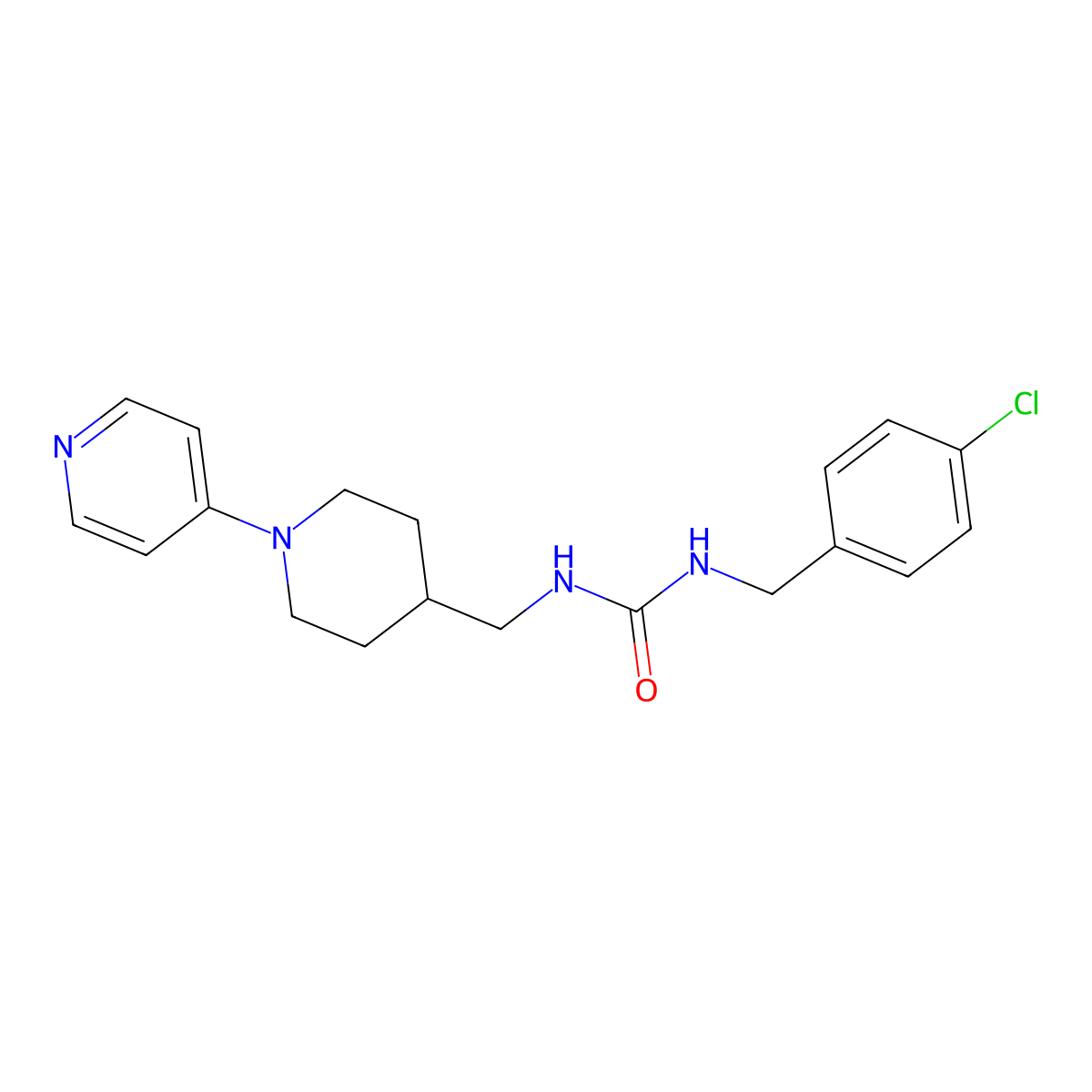 1-(4-Chlorobenzyl)-3-((1-(pyridin-4-yl)piperidin-4-yl)methyl)urea molecular structure, CAS 2034323-67-4