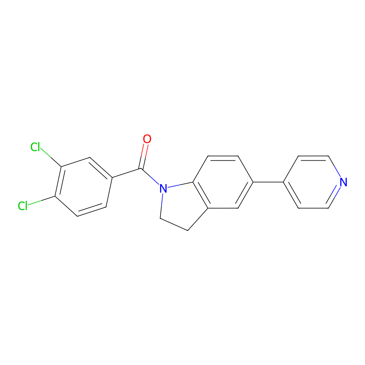 (3,4-Dichlorophenyl)(5-(pyridin-4-yl)indolin-1-yl)methanone molecular structure, CAS 2034323-72-1