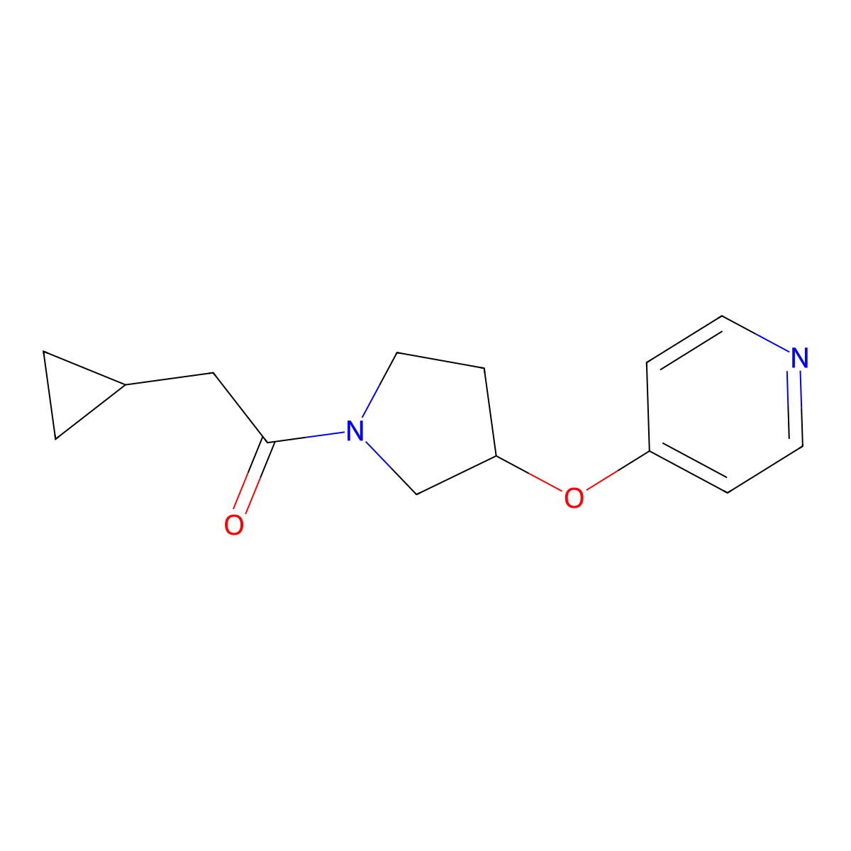 2-Cyclopropyl-1-(3-(pyridin-4-yloxy)pyrrolidin-1-yl)ethanone molecular structure, CAS 2034323-85-6