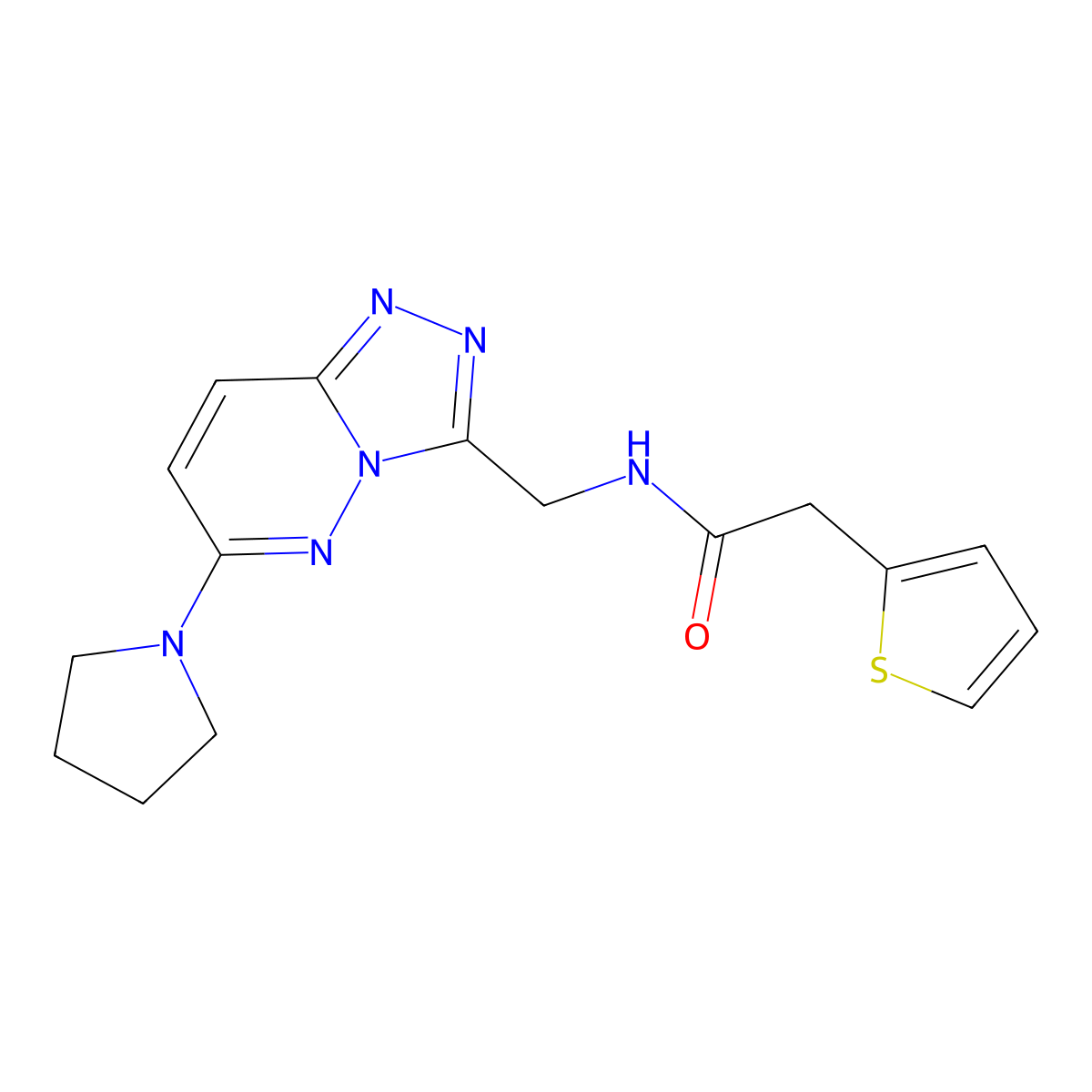 N-{[6-(pyrrolidin-1-yl)-[1,2,4]triazolo[4,3-b]pyridazin-3-yl]methyl}-2-(thiophen-2-yl)acetamide molecular structure, CAS 2034323-91-4
