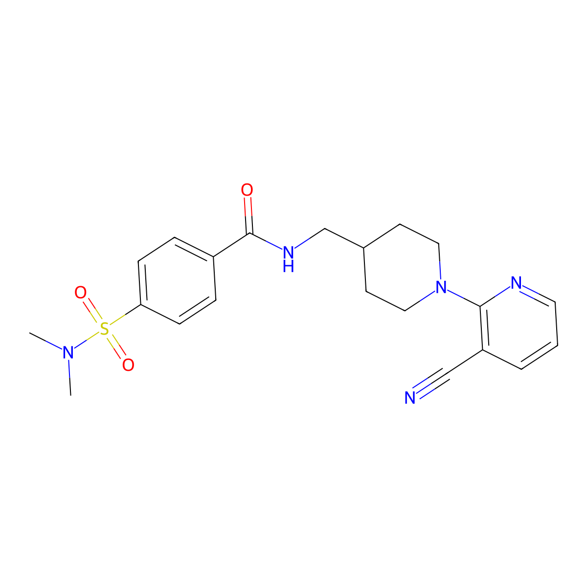 N-((1-(3-cyanopyridin-2-yl)piperidin-4-yl)methyl)-4-(N,N-dimethylsulfamoyl)benzamide molecular structure, CAS 2034323-98-1