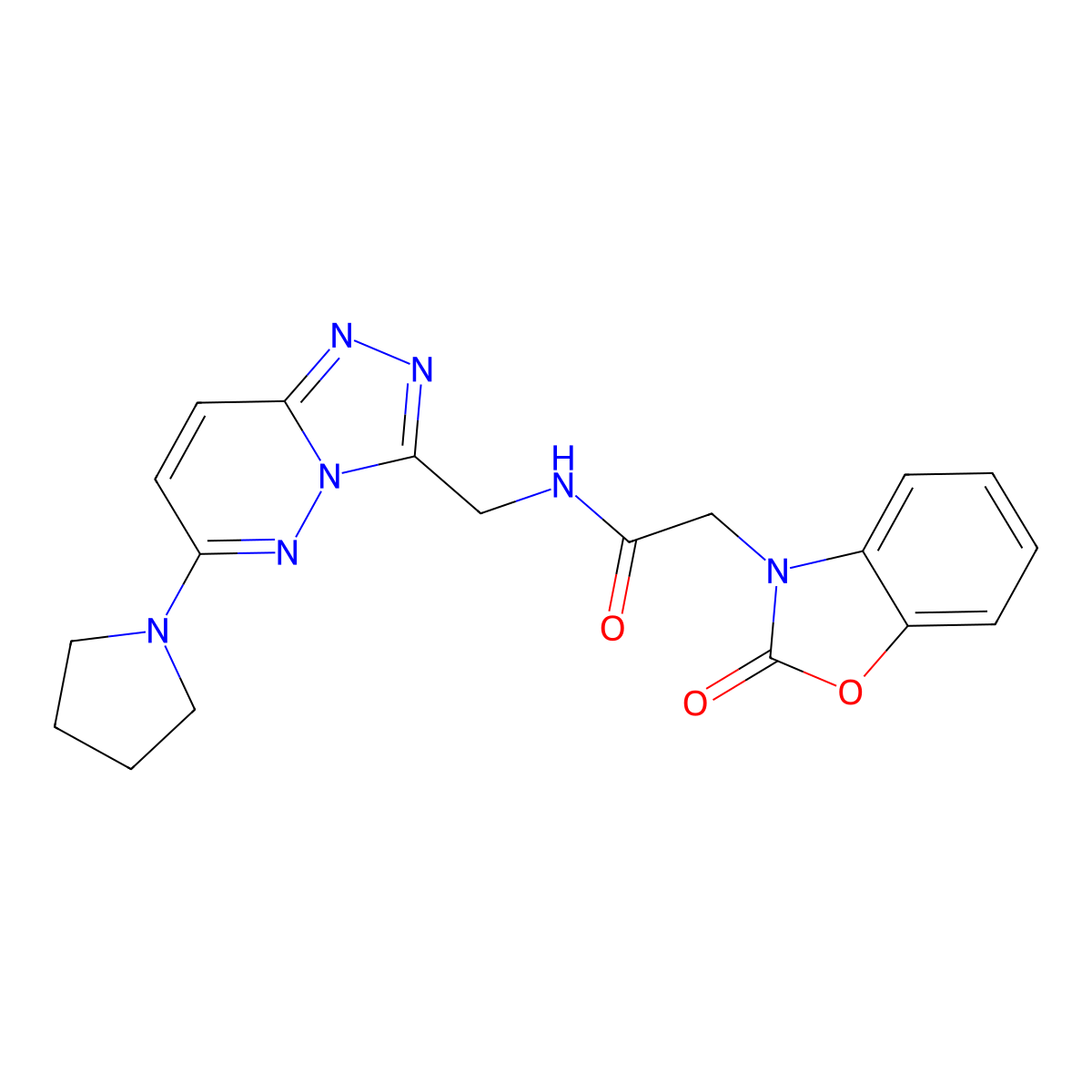 2-(2-oxobenzo[d]oxazol-3(2H)-yl)-N-((6-(pyrrolidin-1-yl)-[1,2,4]triazolo[4,3-b]pyridazin-3-yl)methyl)acetamide molecular structure, CAS 2034324-05-3