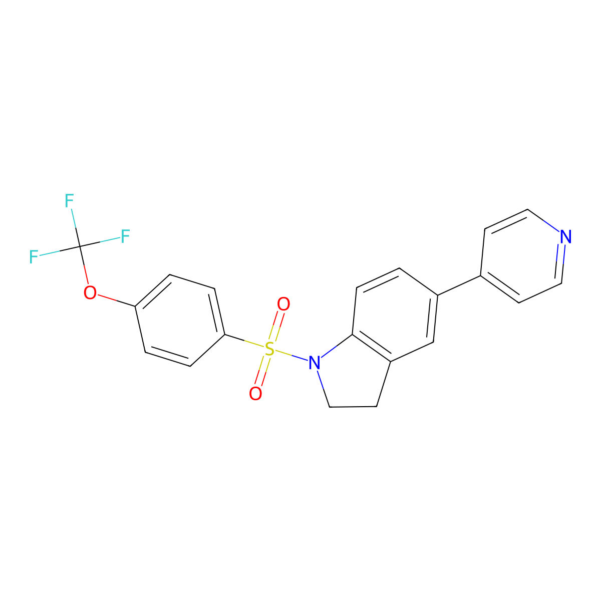 5-(Pyridin-4-yl)-1-((4-(trifluoromethoxy)phenyl)sulfonyl)indoline molecular structure, CAS 2034324-06-4