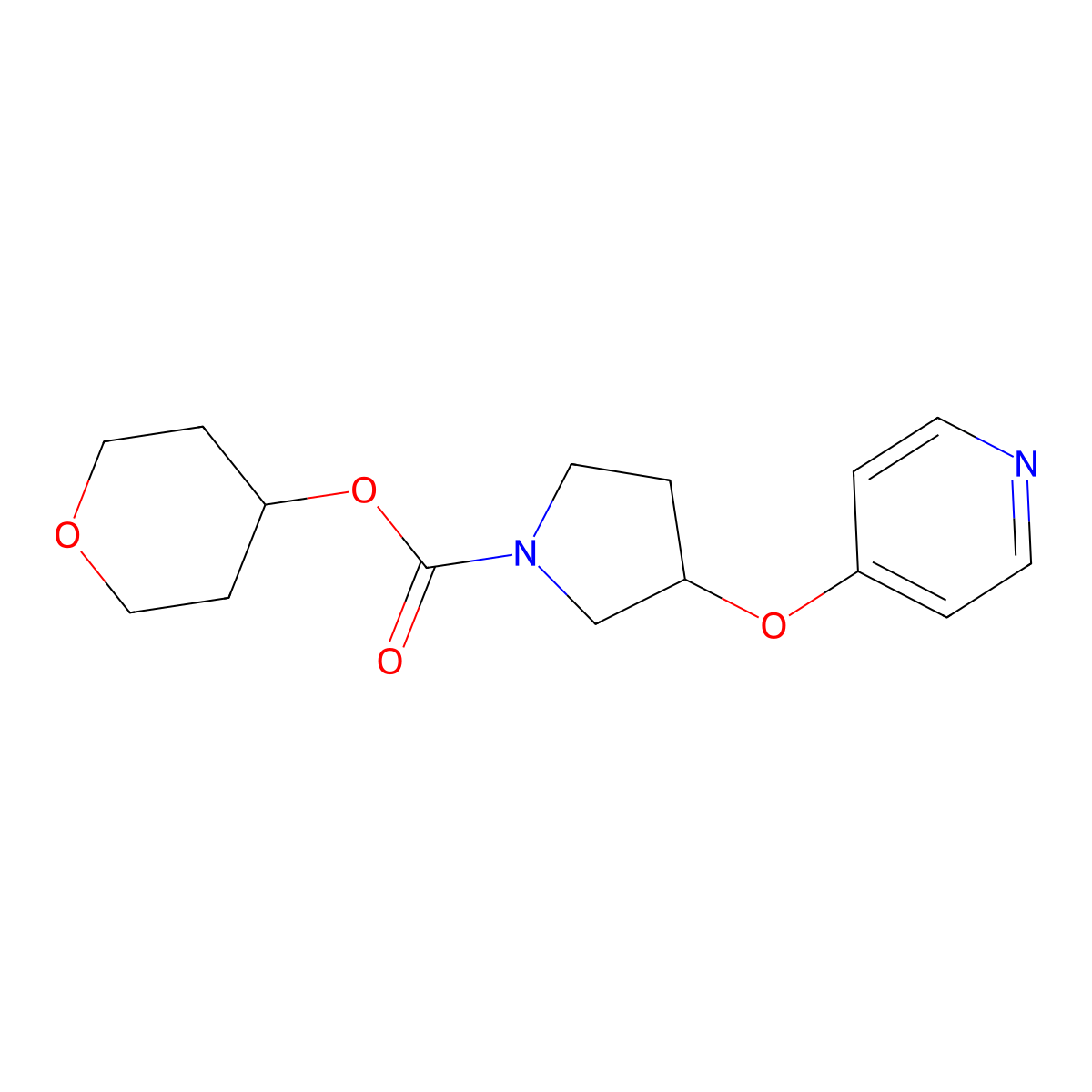 tetrahydro-2H-pyran-4-yl 3-(pyridin-4-yloxy)pyrrolidine-1-carboxylate molecular structure, CAS 2034324-07-5